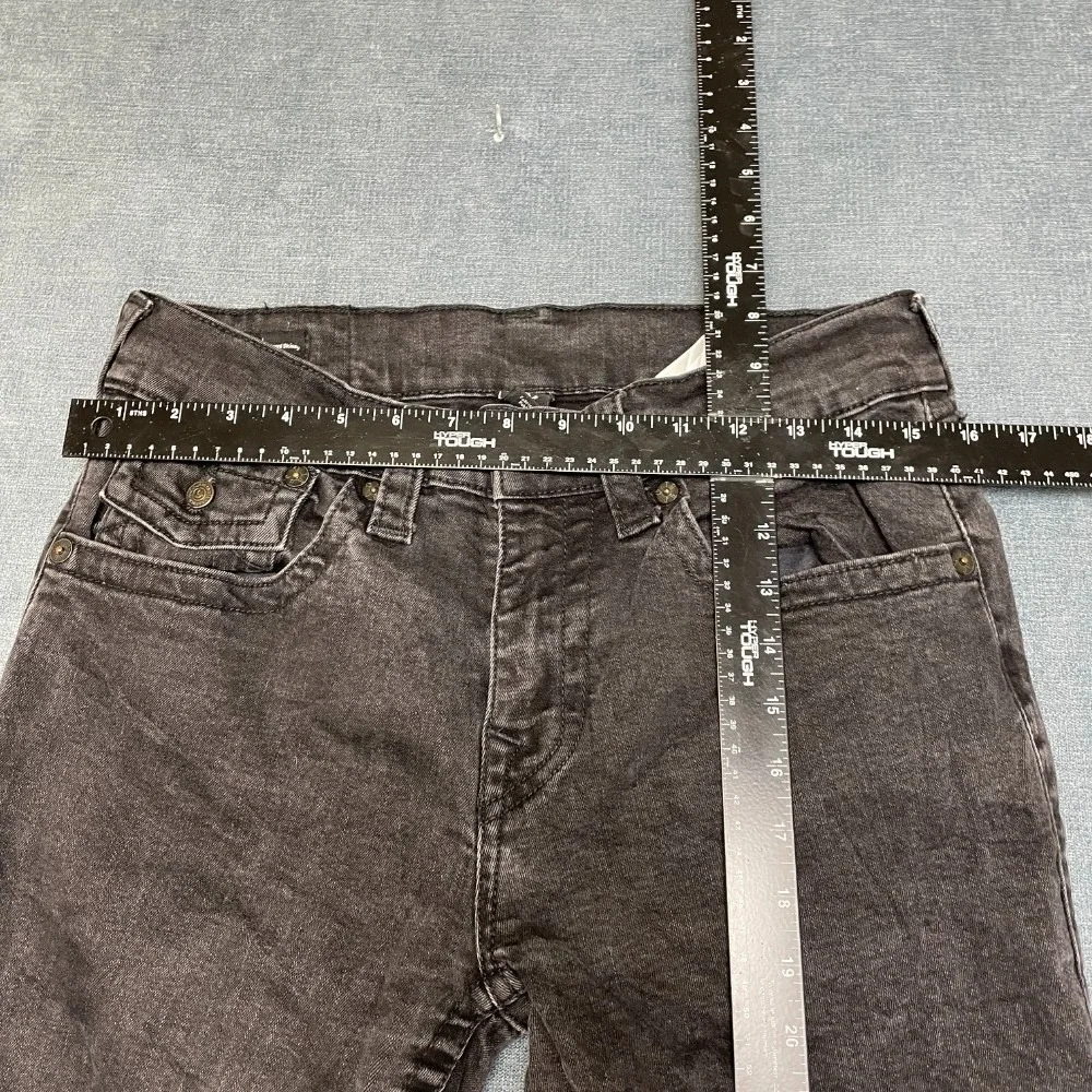 True Religion World Tour Jeans Mens 31 Black Denim Logo Flap Pockets Streetwear